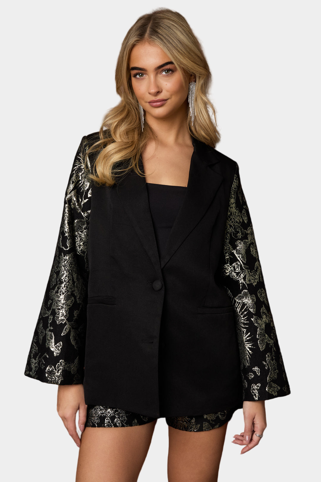 Blazer festivo con mangas jacquard