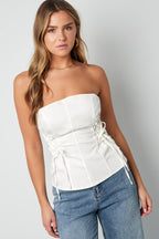 Top de tubo con encaje de mezclilla