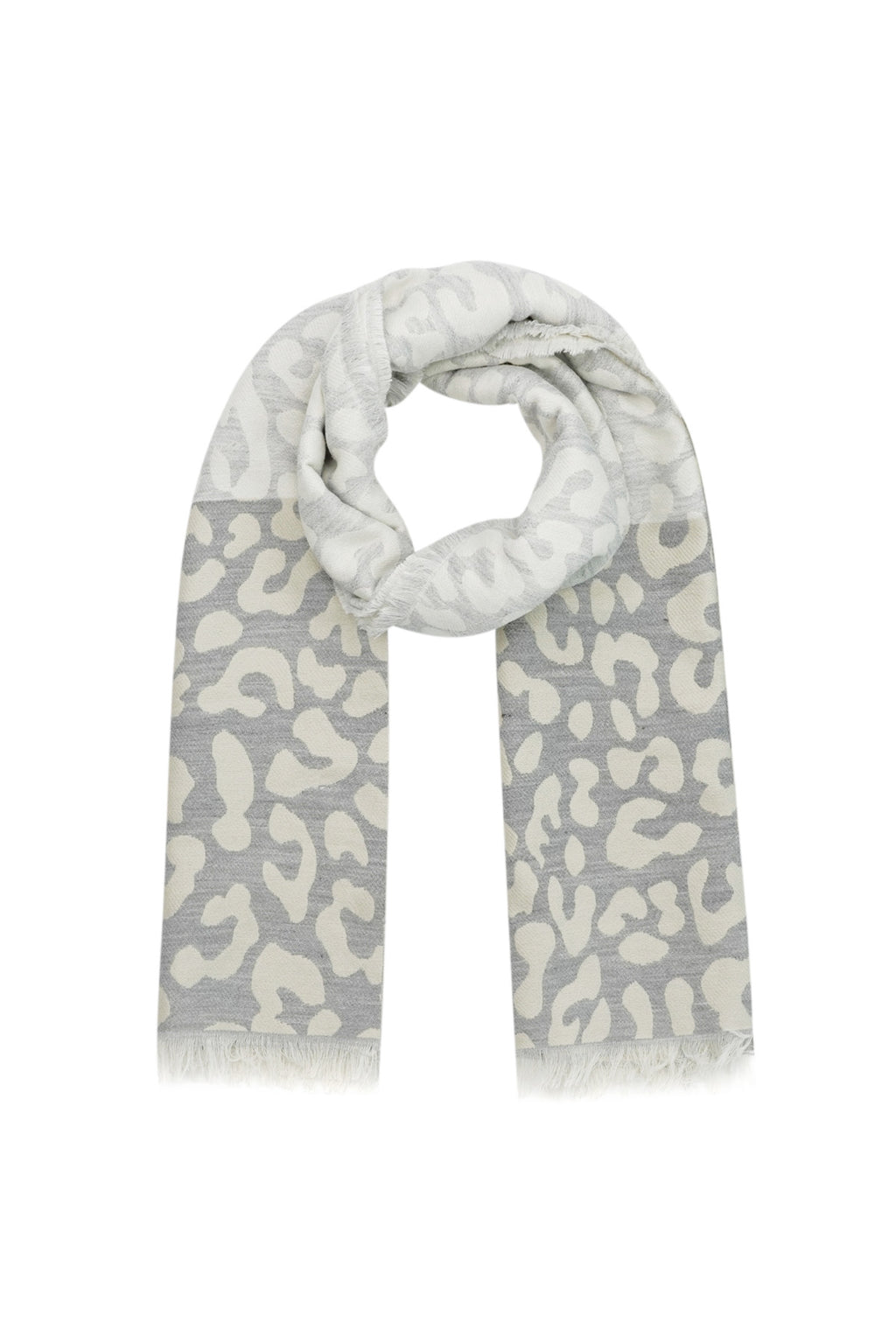 Bufanda de invierno con estampado de leopardo, color gris