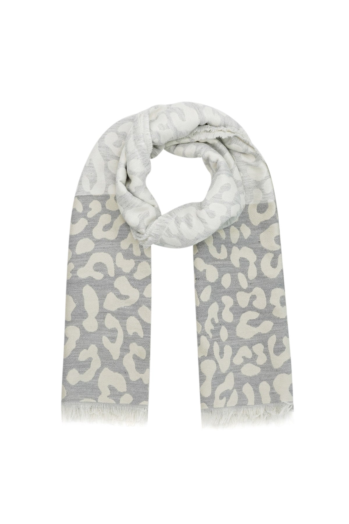 Bufanda de invierno con estampado de leopardo, color gris