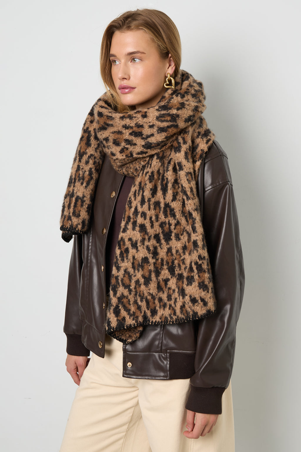 Bufandas de invierno con estampado de leopardo, informales, de poliéster, accesorios diarios