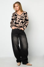 Suéteres de punto Estampado de leopardo Ropa casual Otoño/Invierno