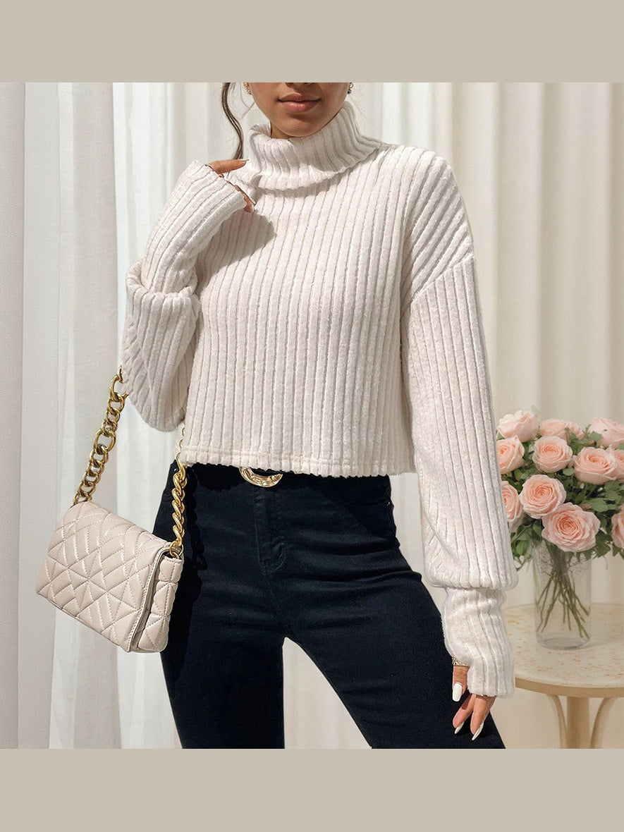 High-neck knit sweater