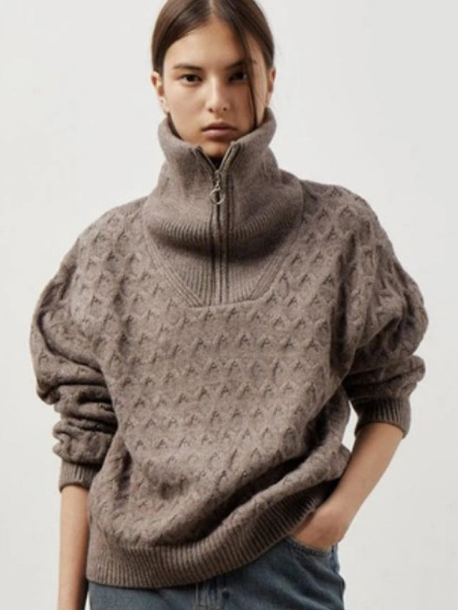 Suéter de cuello alto con cremallera