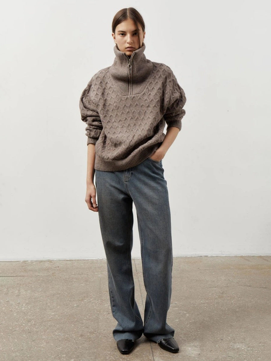 Suéter de cuello alto con cremallera