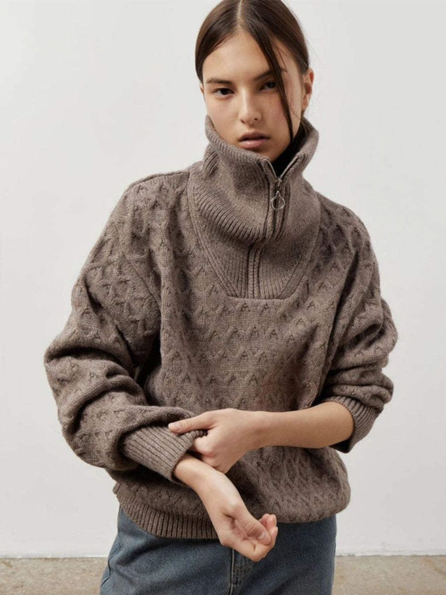 Suéter de cuello alto con cremallera