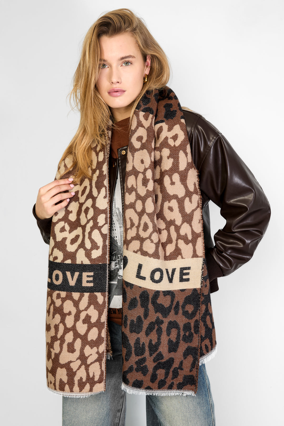 Bufandas de invierno con estampado de leopardo, informales, acrílicas, accesorios diarios